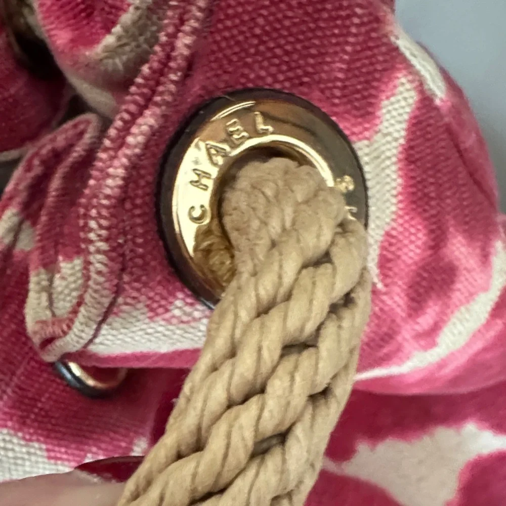 Michael Kors Marina Canvas Tote Red and Cream Tie-Dye Shoulder Bag